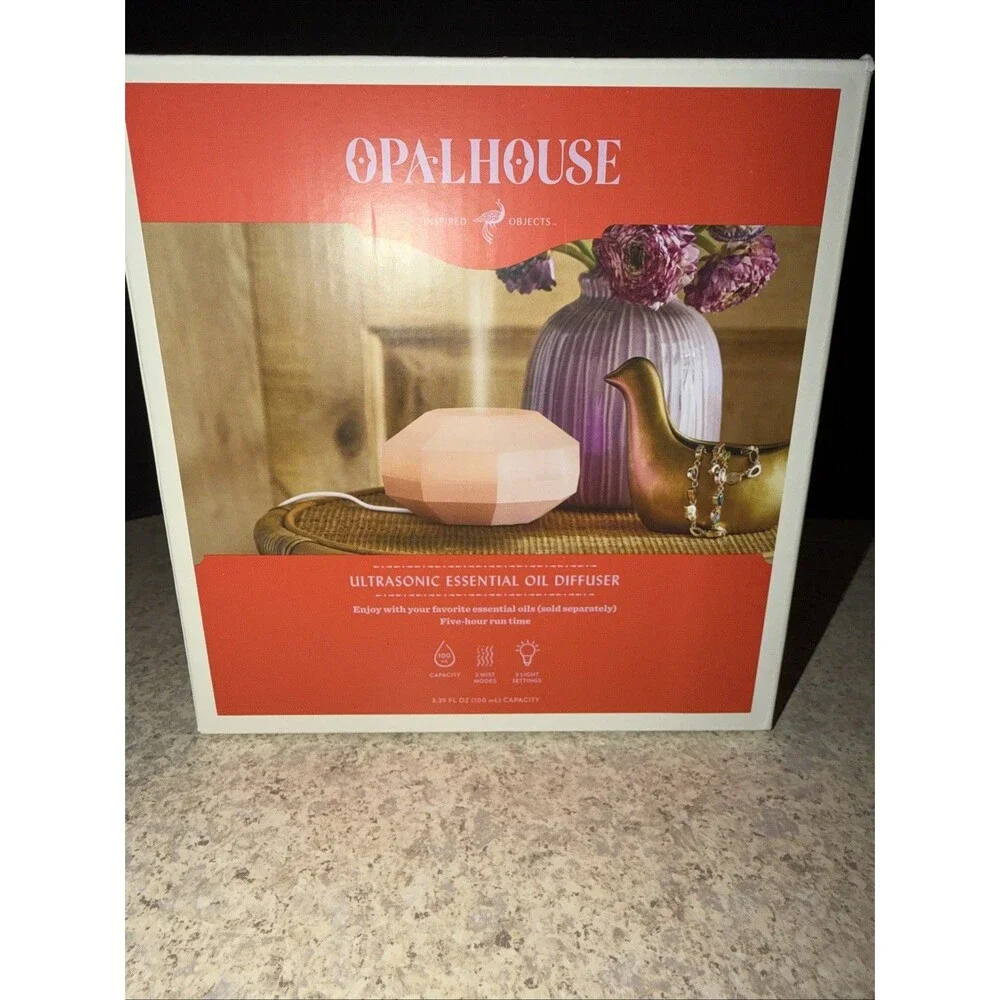 ☀️ Opalhouse 300ml Multi  Ultrasonic Oil Diffuser White/Gold open box